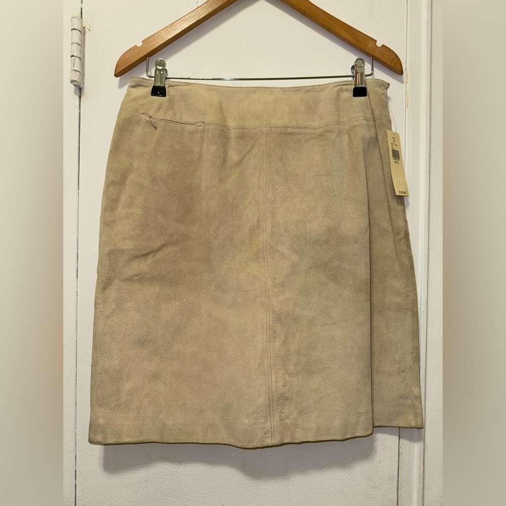 Y2K NWT Lord & Taylor suede beige mini skirt size 8